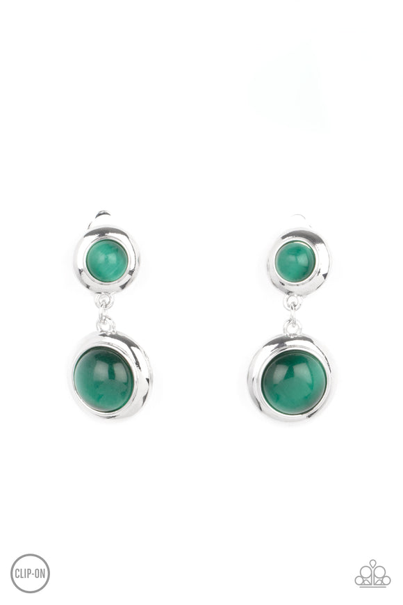 Subtle Smolder-Green Clip-On Earring-Paparazzi Accessories