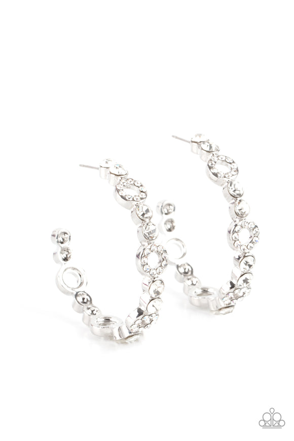 Swoon-Worthy Sparkle-White Hoop Earring-Paparazzi Accessories