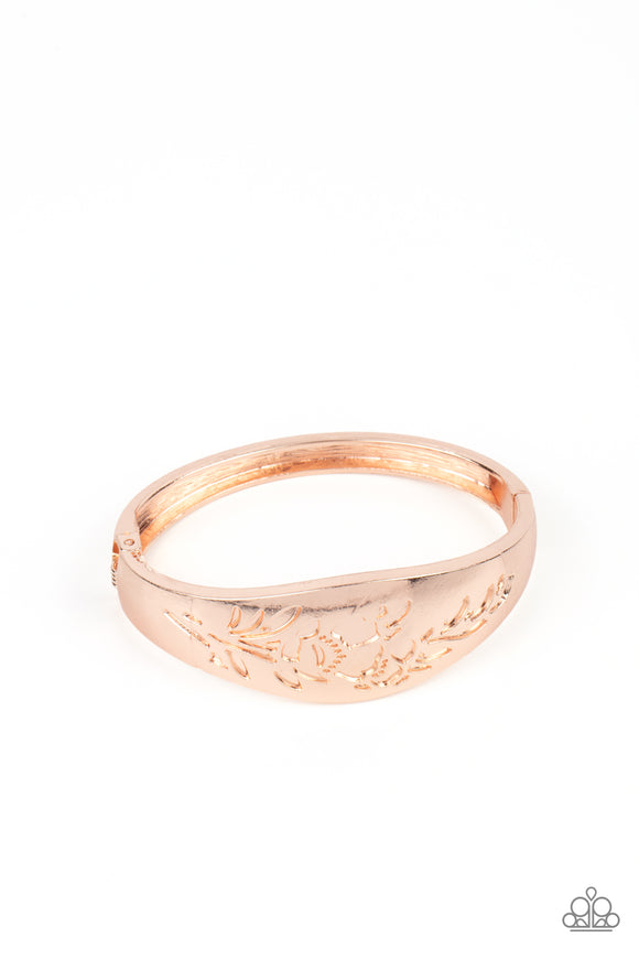 Fond of Florals-Rose Gold Hinge Bracelet-Paparazzi Accessories