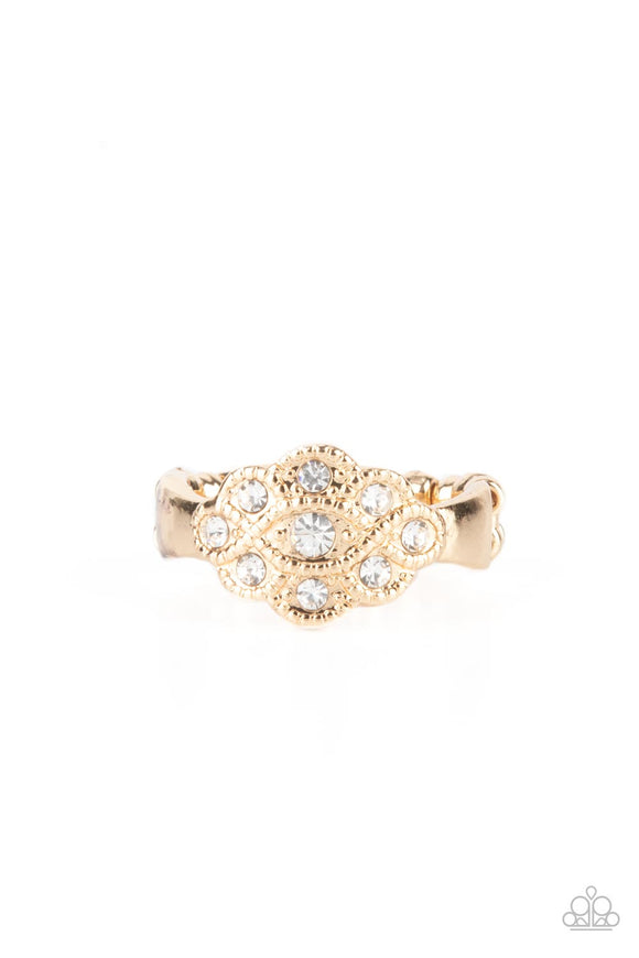 Floral Frou-Frou-Gold Ring-Paparazzi Accessories