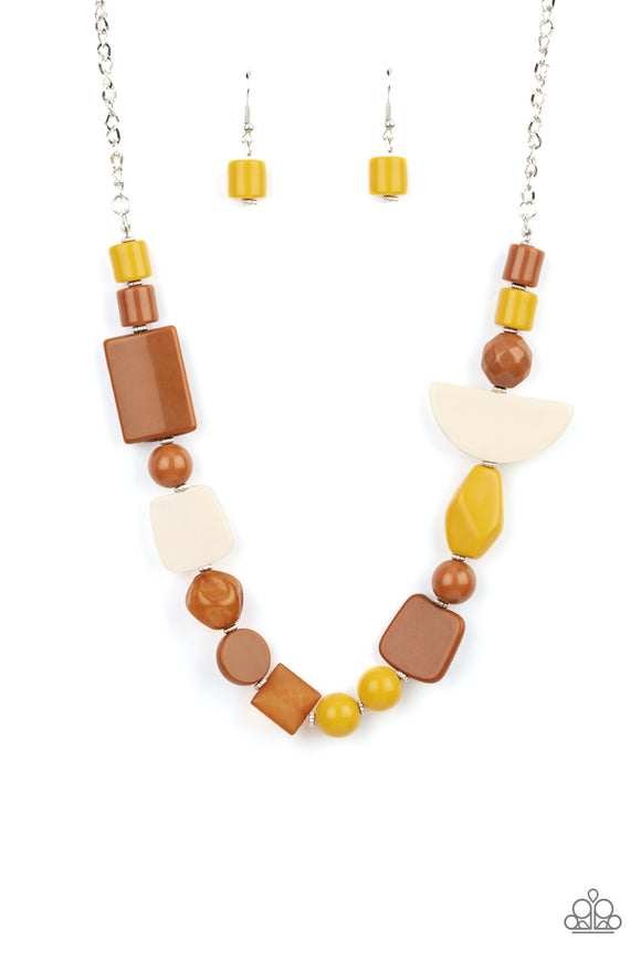 Tranquil Trendsetter-Yellow Necklace-Acrylic-Paparazzi Accessories