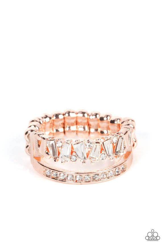 Fractal Fascination-Rose Gold Ring-Paparazzi Accessories