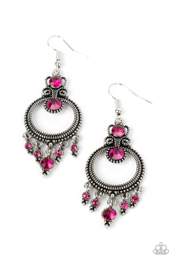 Palace Politics-Pink Earring-Paparazzi Accessories