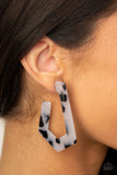 Flat Out Fearless-White Hoop Earring-Acrylic-Paparazzi Accessories.