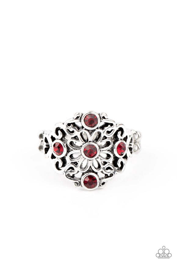 One DAISY At A Time-Red Ring-Paparazzi Accessories.