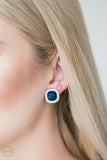 The Fame Game-Blue Clip-On Earring-Paparazzi Accessories.