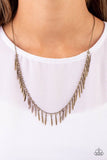 Striking Sheen - Brass Necklace-Paparazzi Accessories
