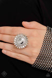 Shimmery Sprinkle - White Ring-Paparazzi Accessories