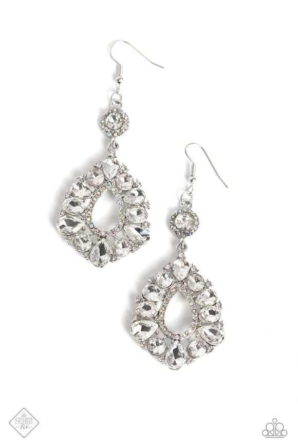Happily Ever Exquisite - White Earring-Paparazzi Accessories