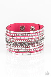 Rhinestone Rumble-Pink Wrap Bracelet-Paparazzi Accessories
