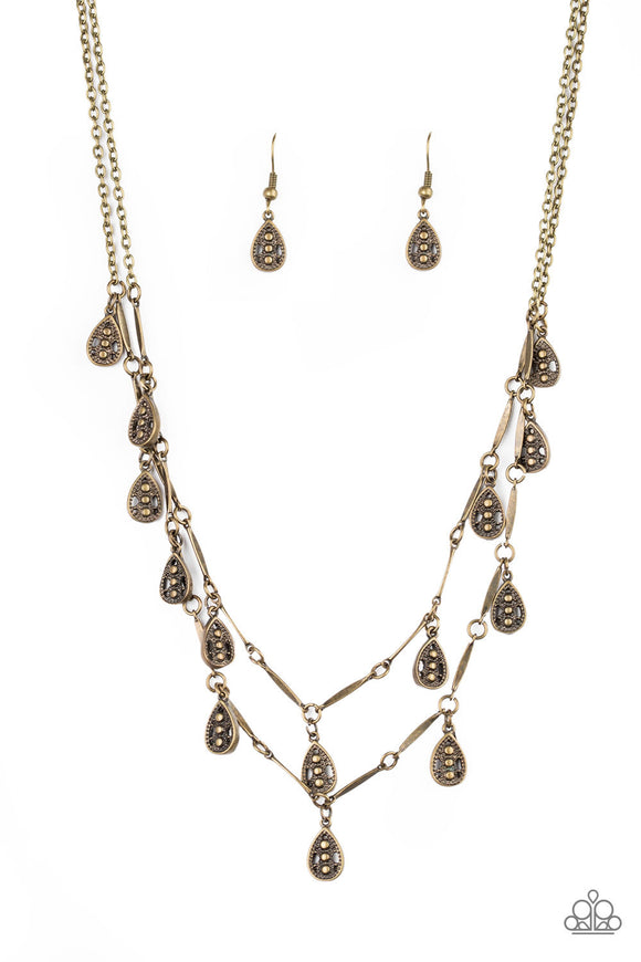Galapagos Gypsy-Brass Necklace-Paparazzi Accessories