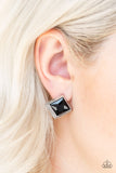 Stellar Square-Black Post Earring-Paparazzi Accessories