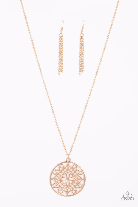 Mandala Melody-Rose Gold Necklace-Paparazzi Accessories