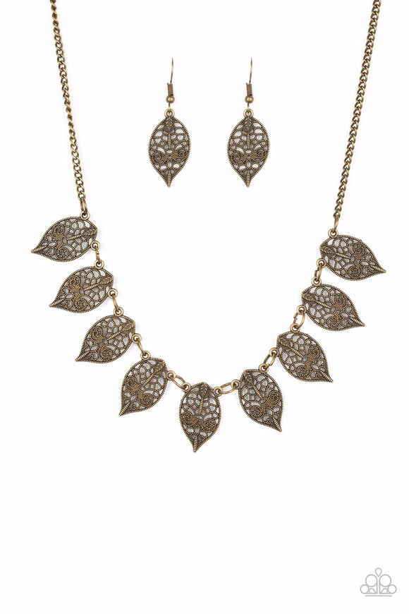 Leafy Lagoon-Brass Necklace-Paparazzi Accessories