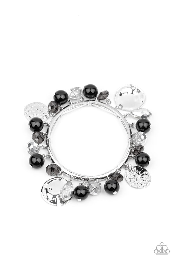 Charming Treasure-Black Stretch Bracelet-Paparazzi Accessories