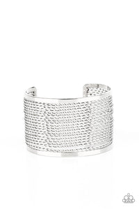 Stacked Sensation-Silver Cuff Bracelet-Paparazzi Accessories