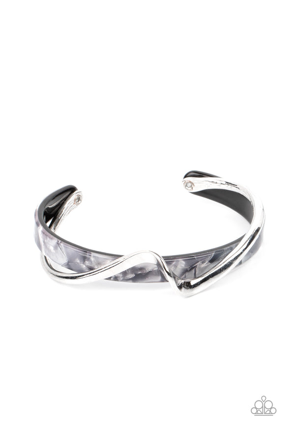 Craveable Curves-Silver Cuff Bracelet-Acrylic-Paparazzi Accessories