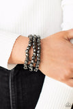 Magnetically Maven-Black Stretch Bracelet-Paparazzi Accessories