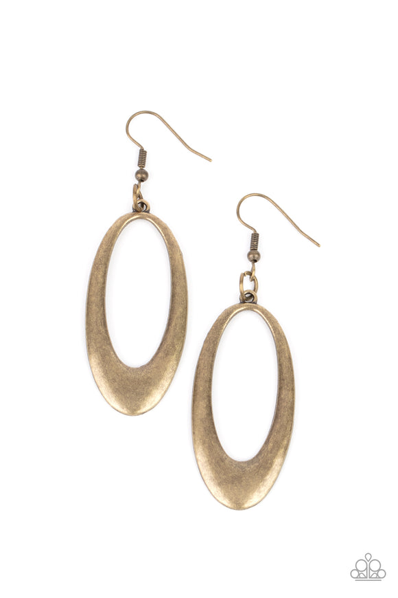 OVAL The Hill-Brass Earrings-Paparazzi Accessories