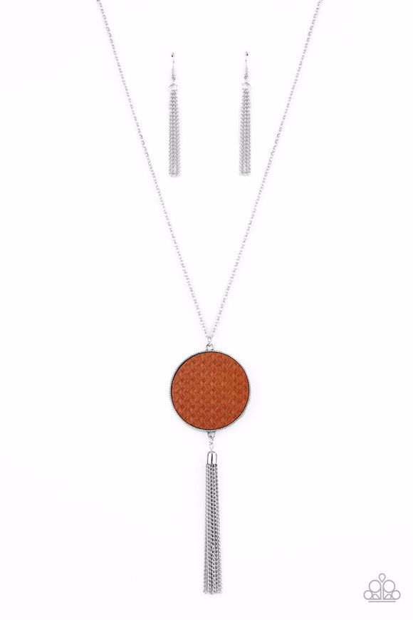Wondrously Woven-Brown Necklace-Leather-Paparazzi Accessories