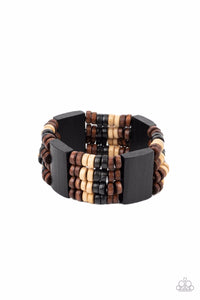 Aruba Attire-Black Stretch Bracelet-Wood-Paparazzi Accessories