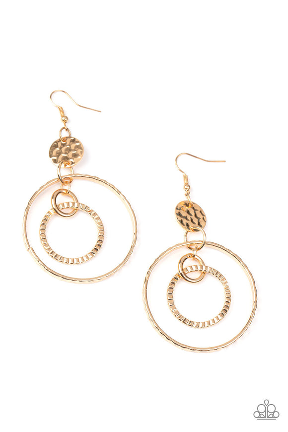 Mechanical Mecca-Gold Earring-Paparazzi Accessories