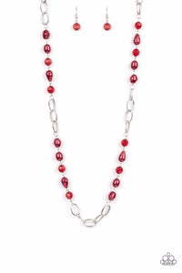 Tea Party Tango-Red Necklace-Paparazzi Accessories