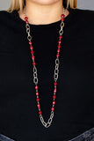 Tea Party Tango-Red Necklace-Paparazzi Accessories