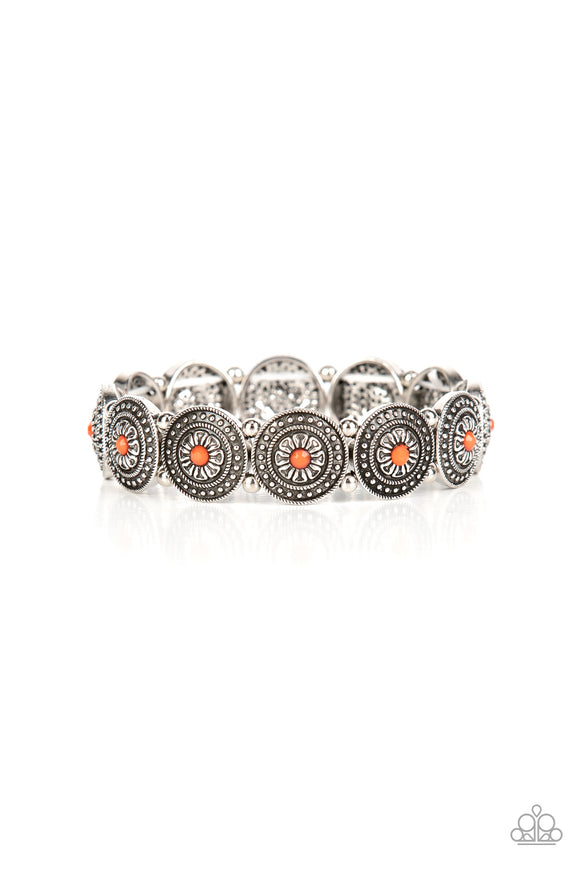 Granada Garden Party-Orange Stretch Bracelet-Paparazzi Accessories
