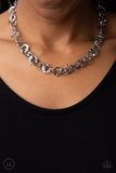 Rebel Grit-Silver Choker Necklace-Paparazzi Accessories
