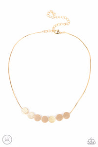 Slimmer Glimmer-Gold Choker Necklace-Paparazzi Accessories