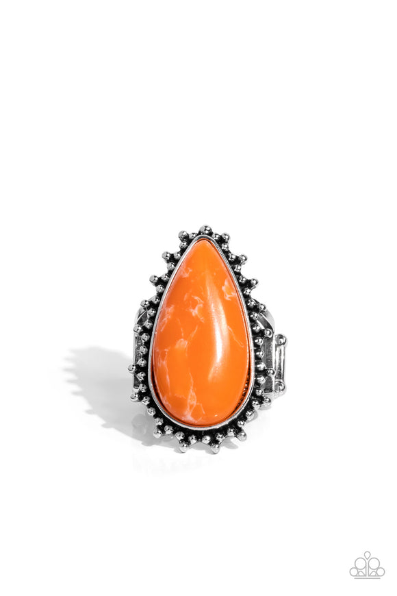 Down-to-Earth Essence-Orange Ring-Paparazzi Accessories