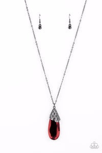 Dibs on the Dazzle-Red Necklace-Paparazzi Accessories