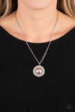 Sundial Dance-Orange Necklace-Iridescent-Paparazzi Accessories
