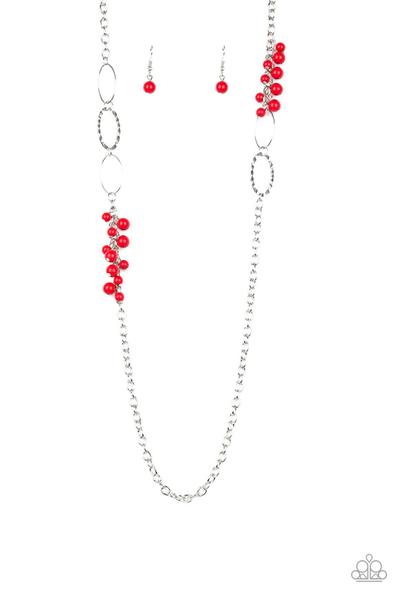 Flirty Foxtrot-Red Necklace-Paparazzi Accessories