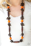 Cozumel Coast-Orange Necklace-Wood Paparazzi Accessories.