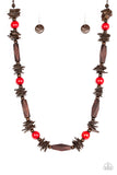 Cozumel Coast-Red Necklace-Wood-Paparazzi Accessories.