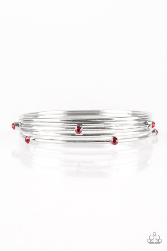 Delicate Decadence-Red Bangle Bracelet-Paparazzi Accessories.