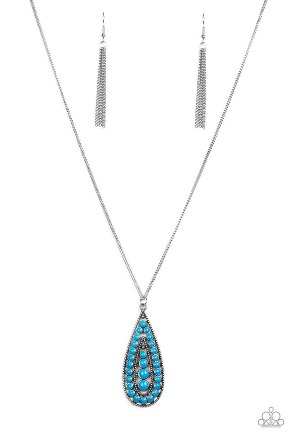 Tiki Tease-Blue Necklace-Paparazzi Accessories.