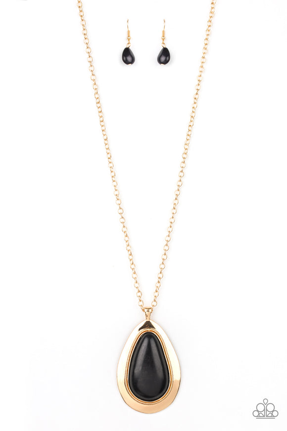 BADLAND To The Bone-Gold Necklace-Paparazzi Accessories.