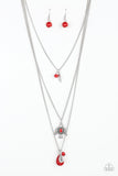 Soar With The Eagles-Red Necklace-Paparazzi Accessories.