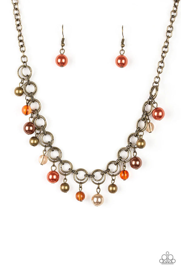 Fiercely Fancy-Multi Necklace-Brass-Orange-Paparazzi Accessories