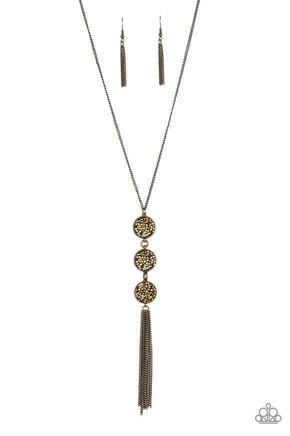 Triple Shimmer-Brass Necklace-Paparazzi Accessories