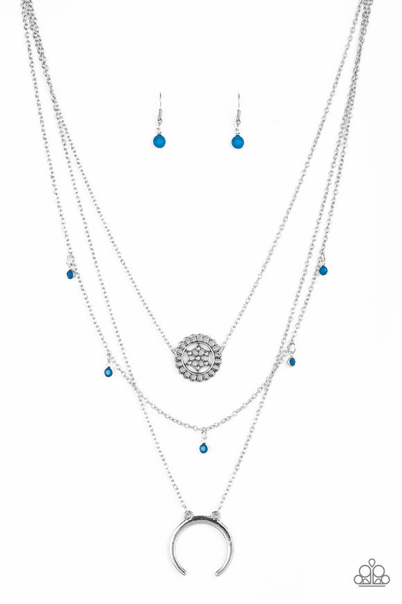 Lunar Lotus-Blue Necklace-Paparazzi Accessories.