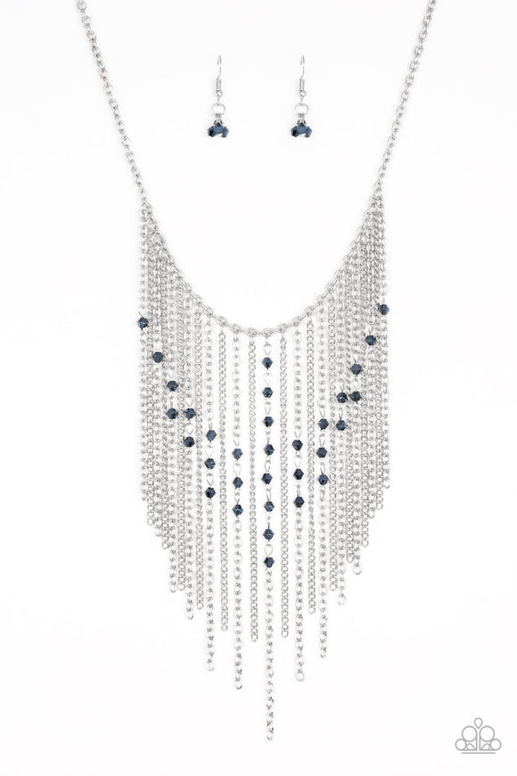 First Class Fringe-Blue Necklace-Paparazzi Accessories.