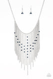 First Class Fringe-Blue Necklace-Paparazzi Accessories.