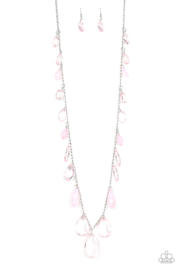GLOW And Steady Wins The Race-Pink Necklace-Paparazzi Accessories.