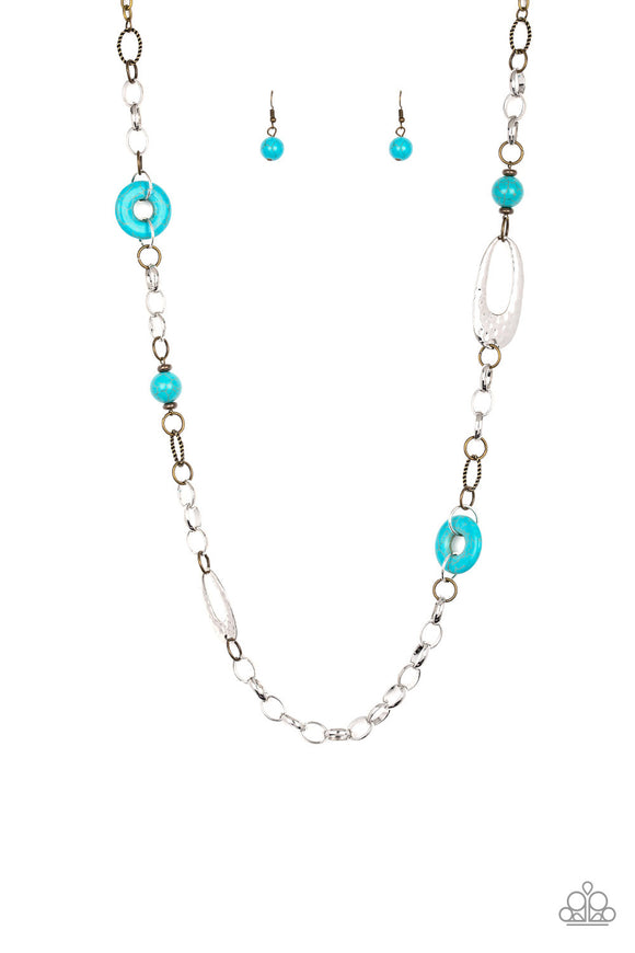 Artisan Artifact-Multi Necklace-Blue-Paparazzi Accessories.