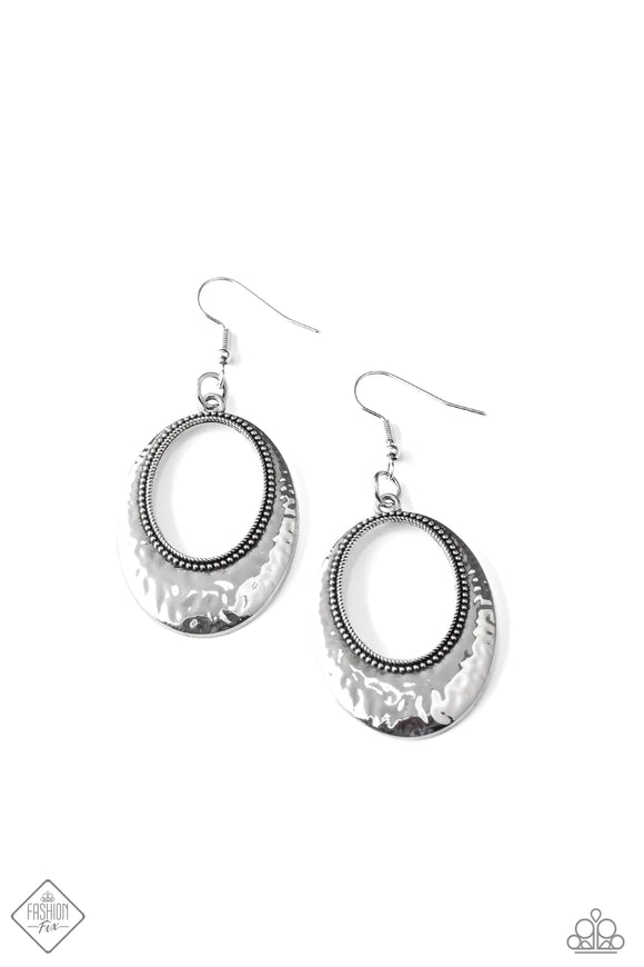 Tempest Texture-Silver Earring-Paparazzi Accessories