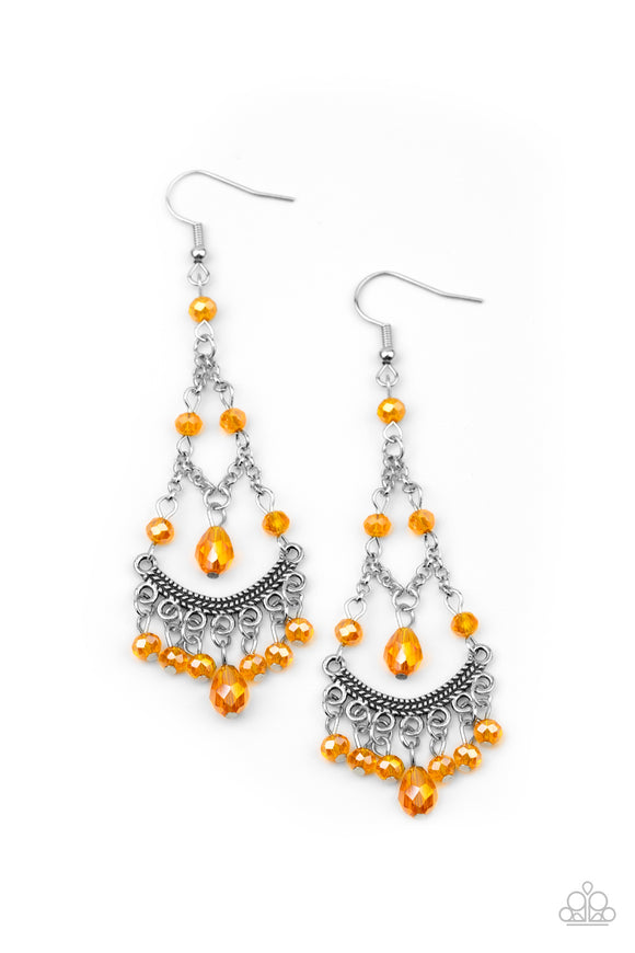 First In SHINE-Orange Earring-Paparazzi Accessories
